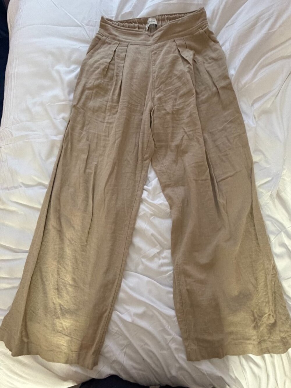 Abercrombie Small Linen Tan Wide Leg Pants